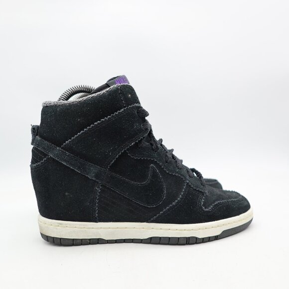 Nike Dunk Sky Hi Hidden Wedge Heel Women's Size 7 Black Suede Shoes  528899-014 - Picture 1 of 10